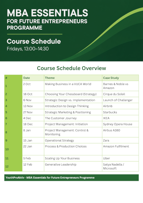 Course Schedule Overview Flyer
